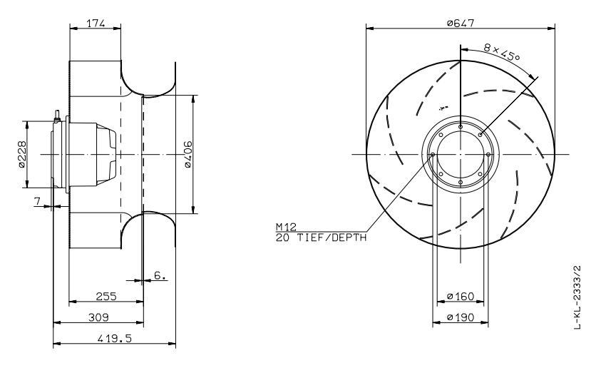 Чертеж вентилятора RH63N-4DK.7Q.AR, арт. 129 266